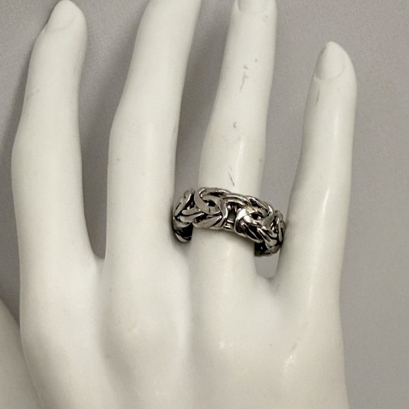 AK Atasay Kuyumculuk Jewelry - AK Atasay Kuyumculuk Sterling Silver Chain Band Ring Weighs 5 Grams Size 7 3/4